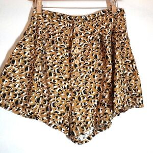 VTG Rusty Leopard Print High Waisted Flared Shorts M Hot Pants Summer Festival